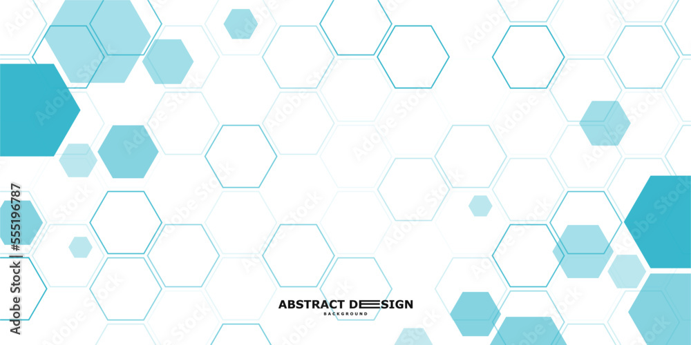 Aufkleber Abstract honeycomb frame pattern for copy space and background. Clean and minimalist banner design in futuristic technology style