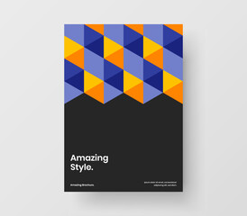 Bright front page A4 vector design layout. Vivid geometric tiles catalog cover template.