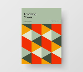 Minimalistic geometric pattern flyer template. Colorful magazine cover design vector illustration.