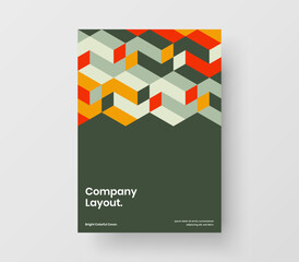 Modern banner vector design illustration. Vivid geometric hexagons magazine cover layout.