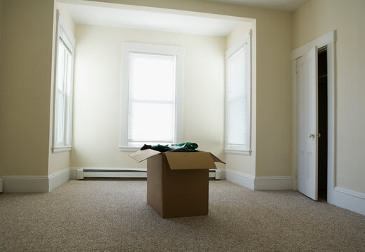 Box in empty room of house