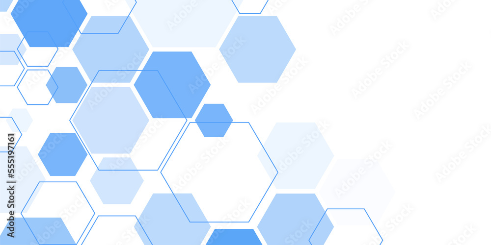 Poster abstract blue hexagon shape for frame illustration design