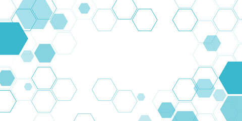 Blue hexagon shape for digital futuristic frame 