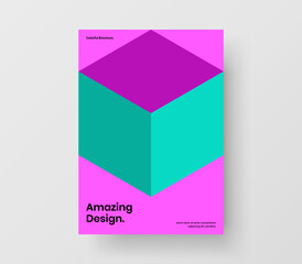 Vivid catalog cover A4 design vector illustration. Premium geometric pattern poster template.