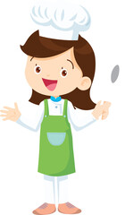 Cooking children girl Little kid making delicious food professional chef