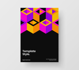 Vivid corporate brochure vector design illustration. Unique mosaic hexagons banner template.