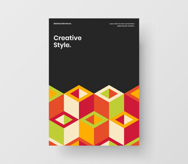 Amazing mosaic shapes brochure illustration. Bright front page A4 design vector concept.