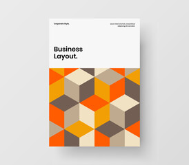 Premium geometric hexagons banner concept. Minimalistic postcard A4 vector design layout.