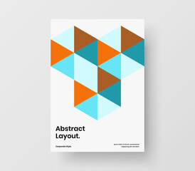 Trendy magazine cover vector design layout. Unique geometric tiles pamphlet concept.