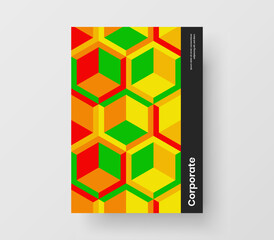Fototapeta premium Trendy geometric shapes booklet layout. Isolated corporate cover A4 design vector concept.