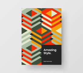 Unique geometric pattern corporate identity layout. Simple annual report A4 design vector illustration.