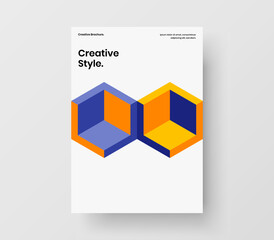 Multicolored book cover A4 vector design illustration. Colorful geometric hexagons corporate brochure layout.