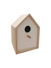 Wooden simple aviary for birds isolated on transparent background.