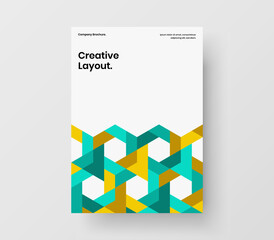 Creative pamphlet vector design layout. Clean mosaic tiles presentation template.