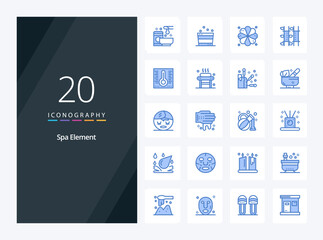 Fototapeta na wymiar 20 Spa Element Blue Color icon for presentation