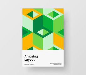 Abstract annual report A4 design vector template. Bright geometric shapes journal cover concept.