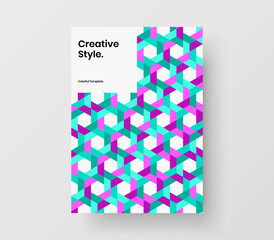 Clean geometric shapes journal cover layout. Modern corporate identity A4 vector design template.