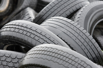 Piles of wet rubber tires.