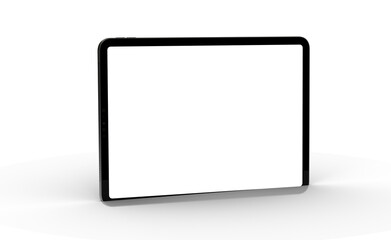 Blank screen realistic tablet frame, rotated position, side view, top view. The tablet is at different angles. Layout of a universal set of devices