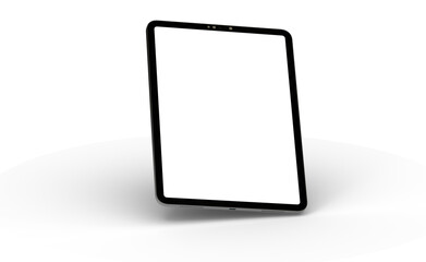 Blank screen realistic tablet frame, rotated position, side view, top view. The tablet is at different angles. Layout of a universal set of devices