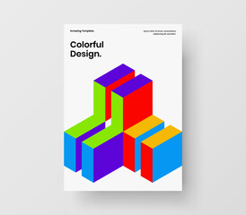 Colorful brochure A4 vector design template. Modern mosaic hexagons placard illustration.