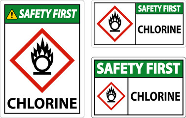 Safety First Chlorine Oxidizer GHS Sign On White Background