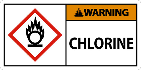 Warning Chlorine Oxidizer GHS Sign On White Background