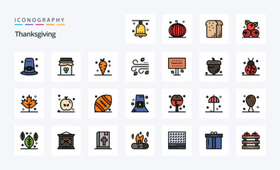 25 Thanksgiving Line Filled Style icon pack