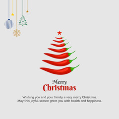 Illustration of Merry Christmas with chilly concept. Flat texture style vector  isolated on gray background.