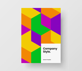 Isolated flyer design vector template. Fresh geometric tiles journal cover layout.