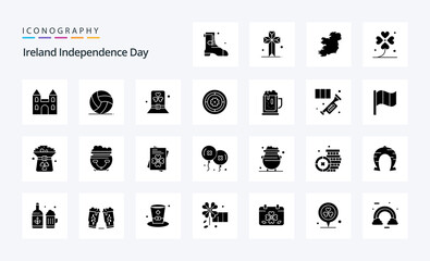 25 Ireland Independence Day Solid Glyph icon pack