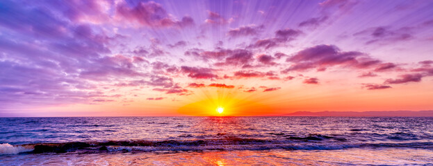 Sunset Ocean Inspirational Divine Uplifting Colorful Banner Image