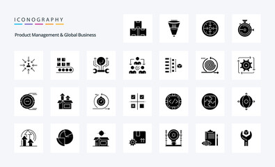 25 Product Managment And Global Business Solid Glyph icon pack