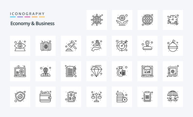 25 Economy And Business Line icon pack