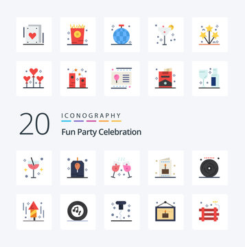 20 Party Flat Color icon Pack like party celebration champagne birthday kid