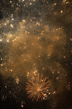 View of fireworks glittering in the sky.