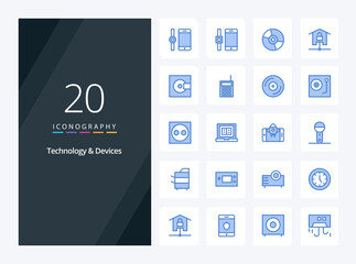 20 Devices Blue Color icon for presentation