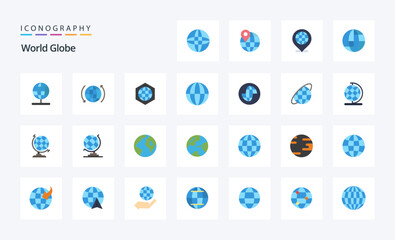 25 Globe Flat color icon pack