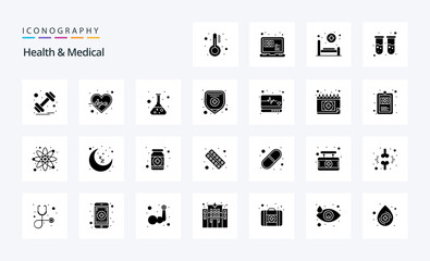 25 Health And Medical Solid Glyph icon pack