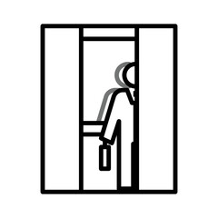 Man in elevator icon. Elevator symbol modern, simple, vector, icon for website design, mobile app, ui. Vector Illustration