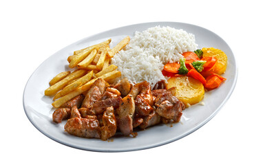 pork with rice and potatoes