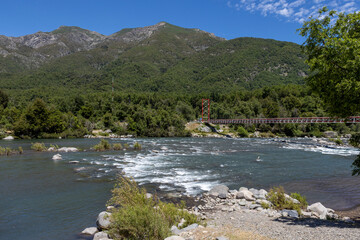Fototapeta na wymiar Landscape at Nuble River at San Fabian de Alico in Maule, Chile 