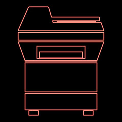 Neon copy machine Printer Copier for office Photocopier Duplicate equipment icon black color vector illustration flat style image red color vector illustration image flat style