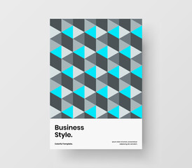 Fresh flyer A4 vector design illustration. Multicolored geometric tiles brochure layout.