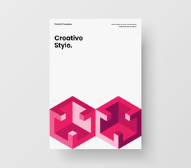 Original corporate brochure A4 design vector template. Simple geometric hexagons presentation concept.