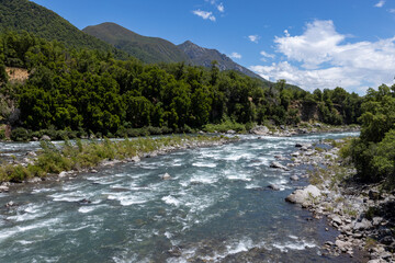 Landscape at Nuble River at San Fabian de Alico in Maule, Chile 
