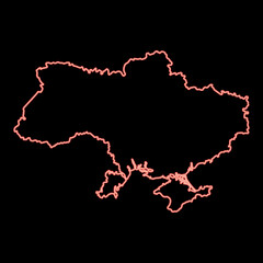Neon map Ukraine icon black color vector illustration flat style image red color vector illustration image flat style