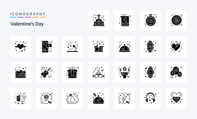 25 Valentines Day Solid Glyph icon pack
