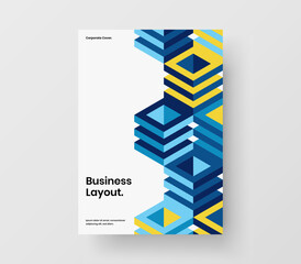 Clean company cover A4 design vector concept. Amazing geometric shapes leaflet layout.