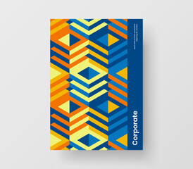 Multicolored mosaic shapes poster layout. Unique pamphlet vector design illustration.